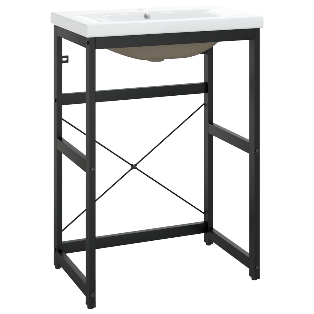 Wastafelframe met inbouwwastafel ijzer zwart 59 x 38 x 83 cm Zwart