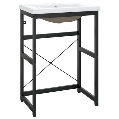 Wastafelframe met inbouwwastafel ijzer zwart 59 x 38 x 83 cm Zwart