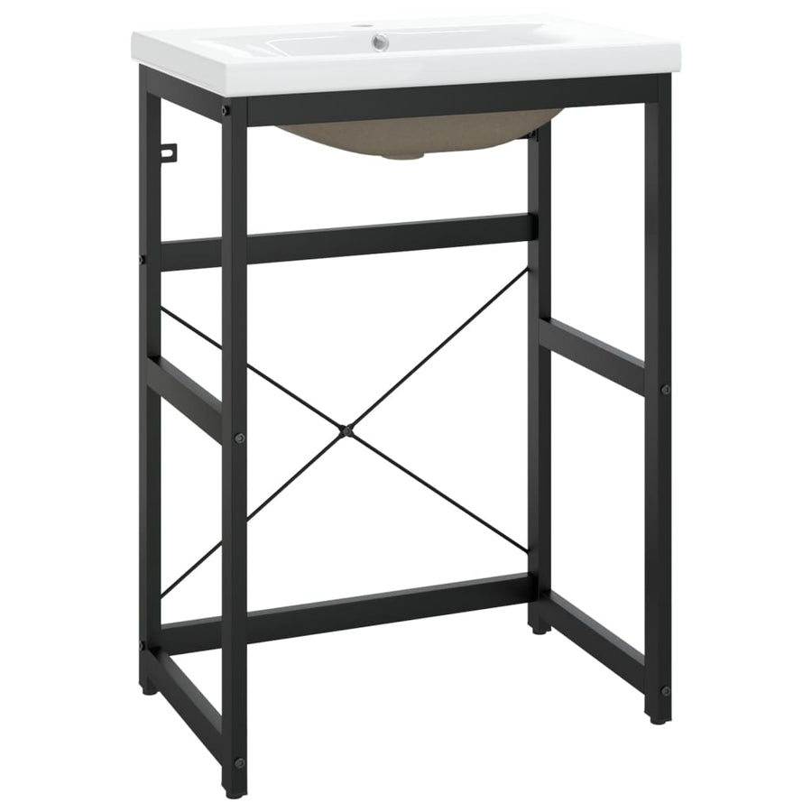 Wastafelframe met inbouwwastafel ijzer zwart 59 x 38 x 83 cm Zwart