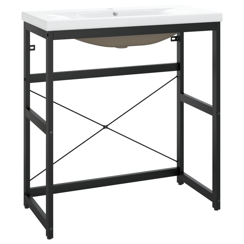Wastafelframe met inbouwwastafel ijzer zwart 79 x 38 x 83 cm Zwart