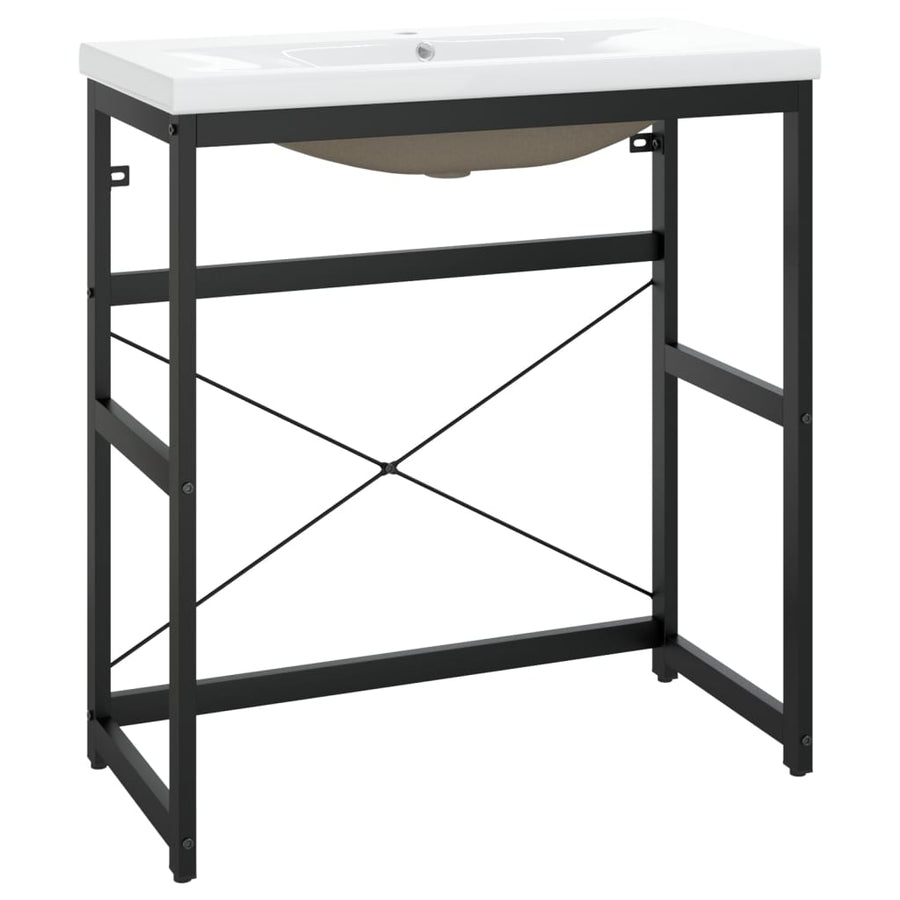 Wastafelframe met inbouwwastafel ijzer zwart 79 x 38 x 83 cm Zwart