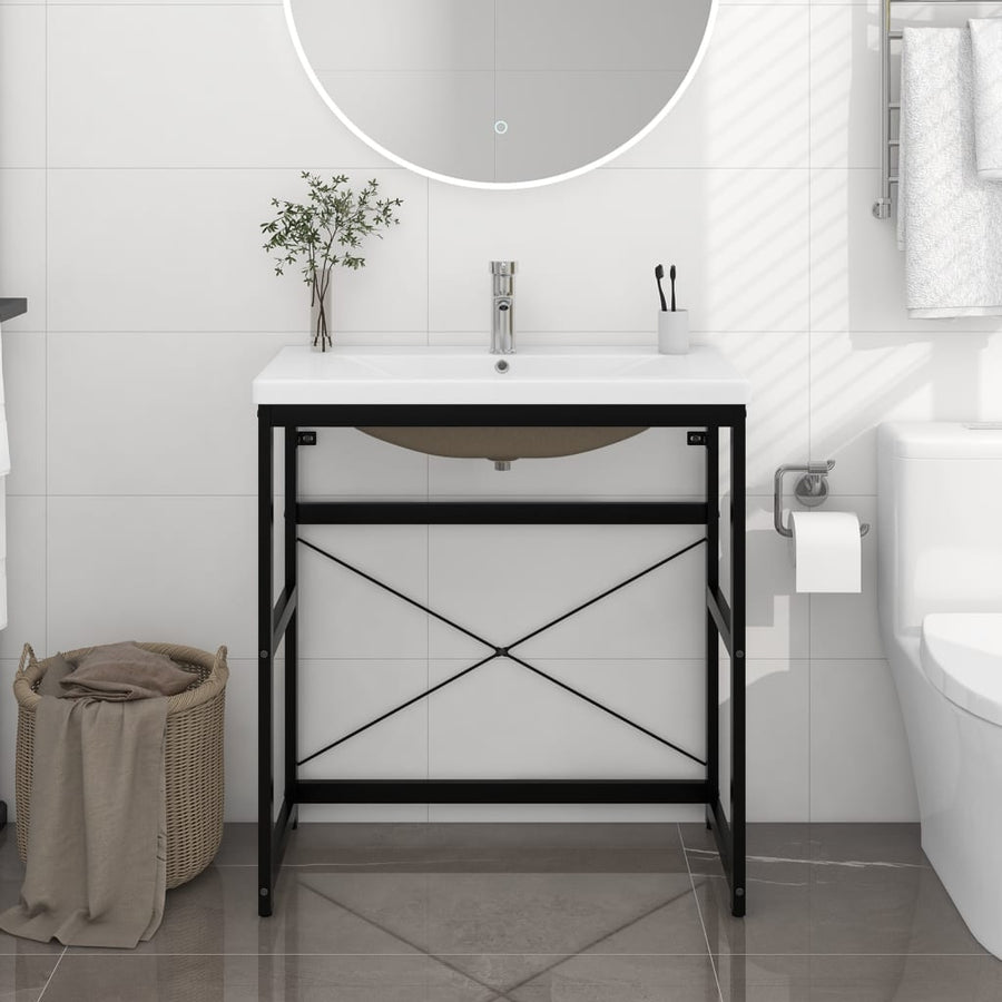 Wastafelframe met inbouwwastafel ijzer zwart 79 x 38 x 83 cm Zwart