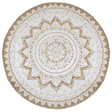 Tapijt Met Print Rond Gevlochten Jute 180 cm