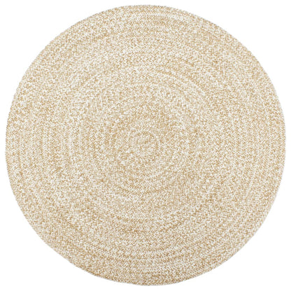 Vloerkleed Handgemaakt Jute En Bruin 210 cm Wit