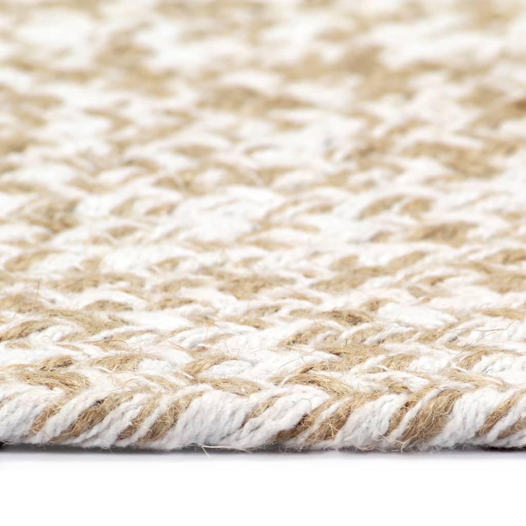 Vloerkleed Handgemaakt Jute En Bruin 210 cm Wit
