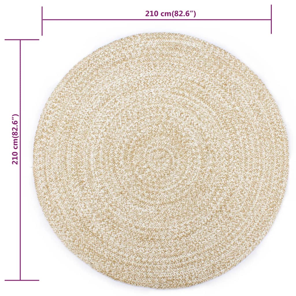 Vloerkleed Handgemaakt Jute En Bruin 210 cm Wit
