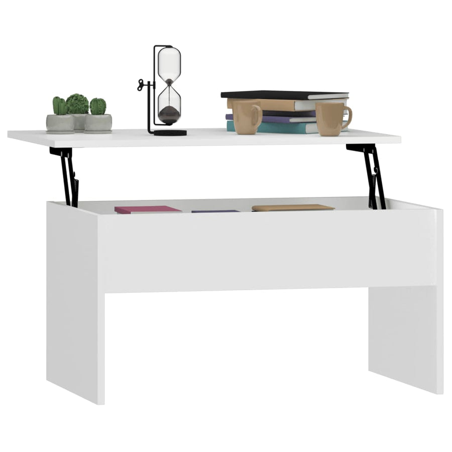 Salontafel 80X50,5X4,5 Cm Bewerkt Hout Wit
