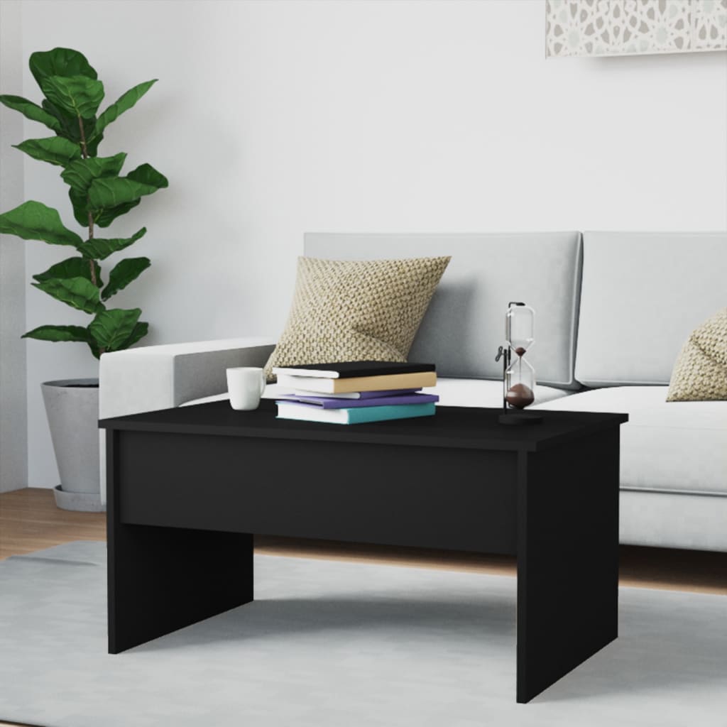 Salontafel 80x50,5x41,5 cm bewerkt hout zwart Zwart