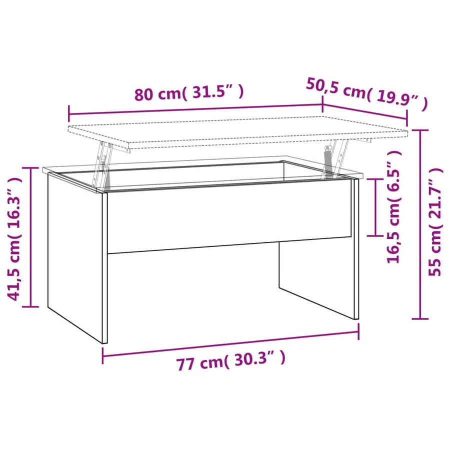 Salontafel 80x50,5x41,5 cm bewerkt hout sonoma eikenkleurig Sonoma eiken