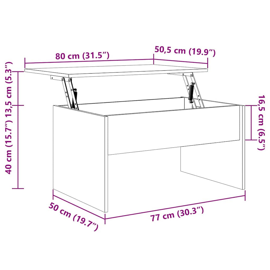 Salontafel 80x50,5x41,5 cm bewerkt hout hoogglans wit