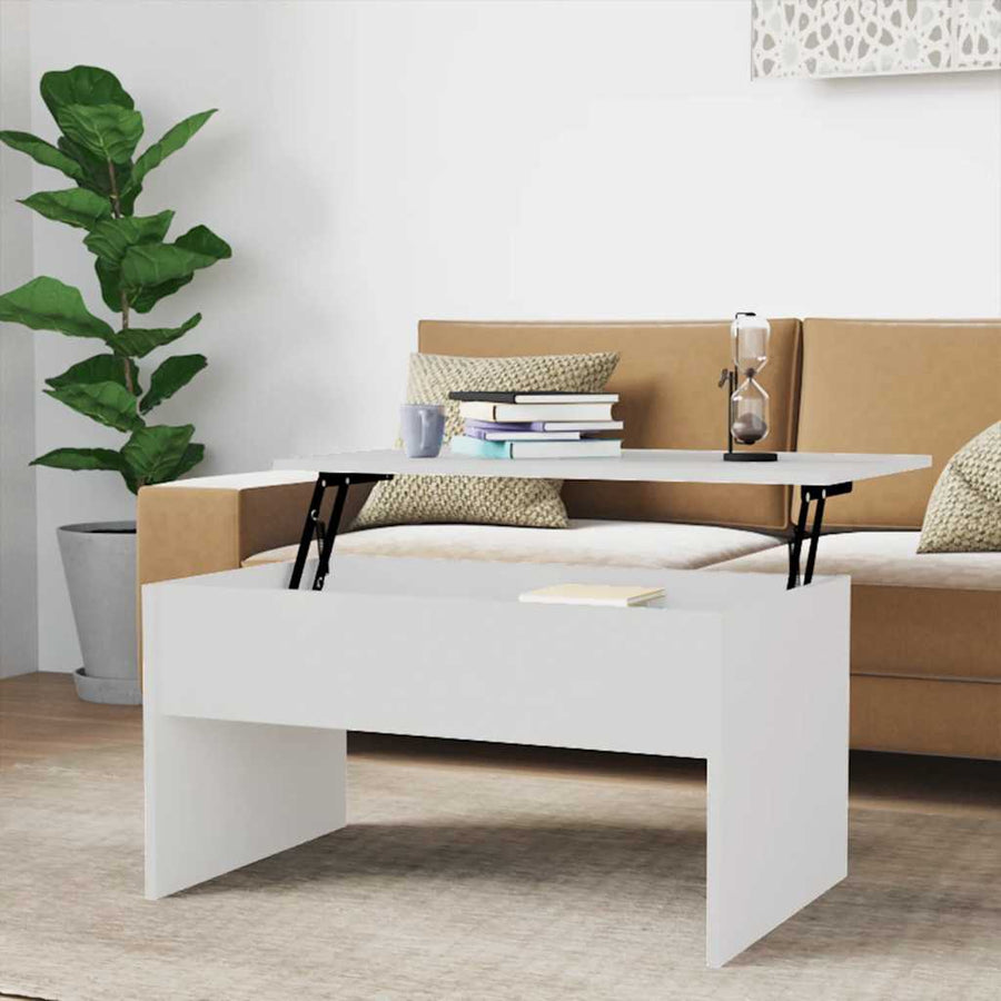 Salontafel 80x50,5x41,5 cm bewerkt hout hoogglans wit