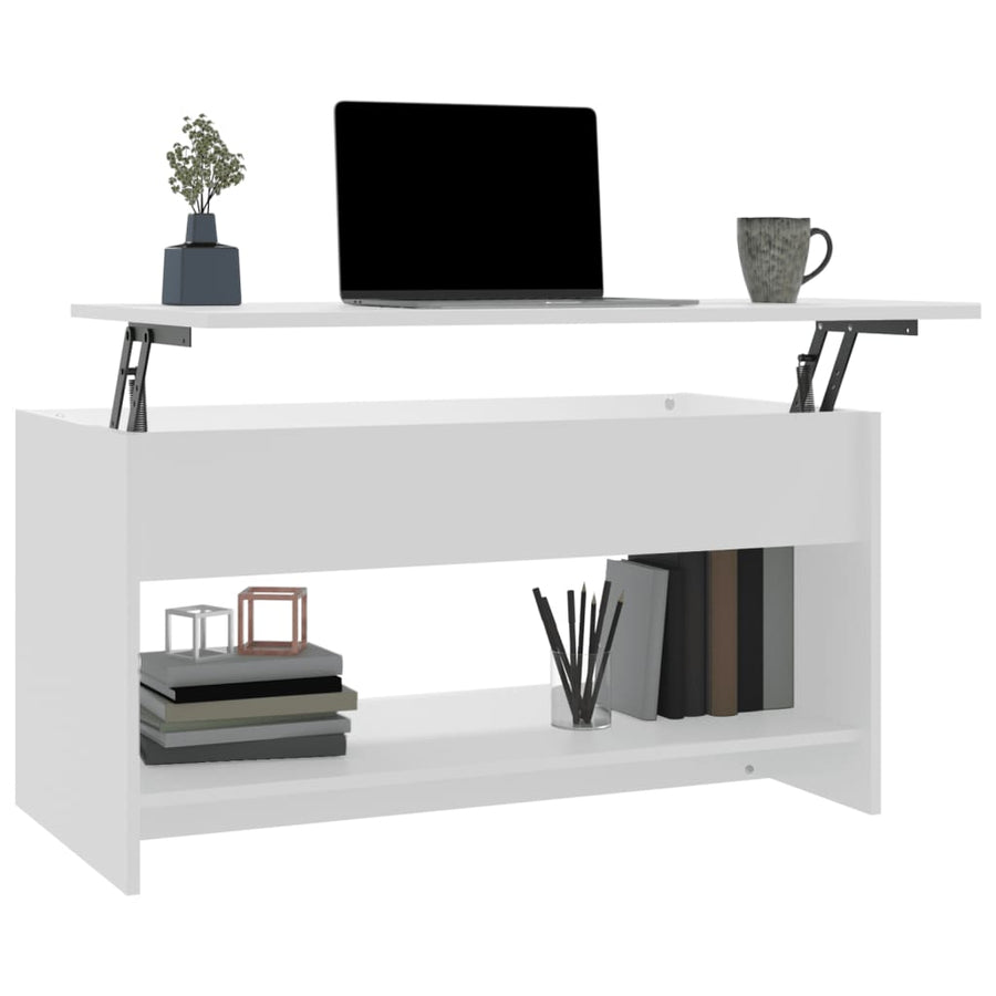 Salontafel 102X50X52,5 Cm Bewerkt Hout Wit