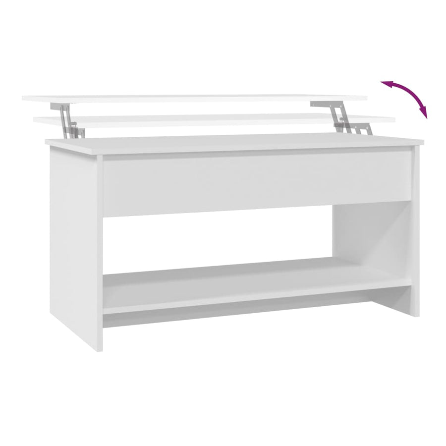 Salontafel 102X50X52,5 Cm Bewerkt Hout Wit