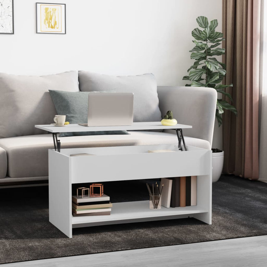 Salontafel 102X50X52,5 Cm Bewerkt Hout Wit