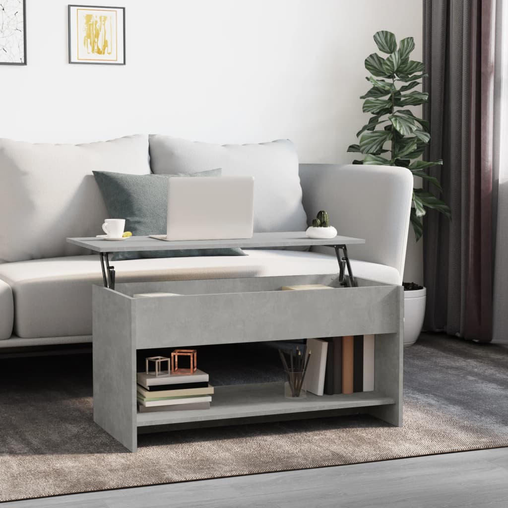 Salontafel 102X50X52,5 Cm Bewerkt Hout Betongrijs