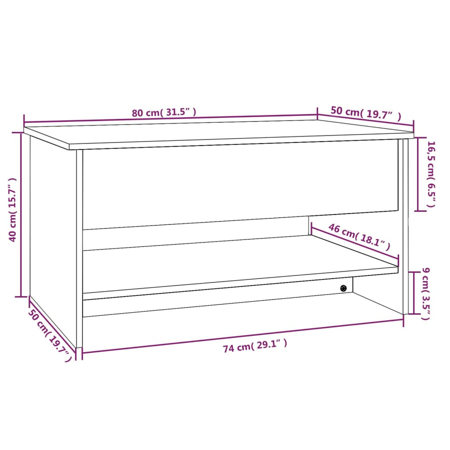 Salontafel 80x50x40 cm bewerkt hout zwart