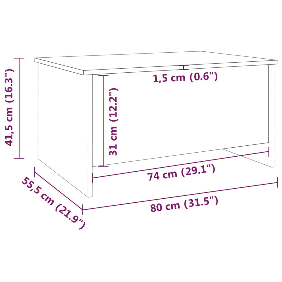 Salontafel 80x55,5x41,5 cm bewerkt hout zwart