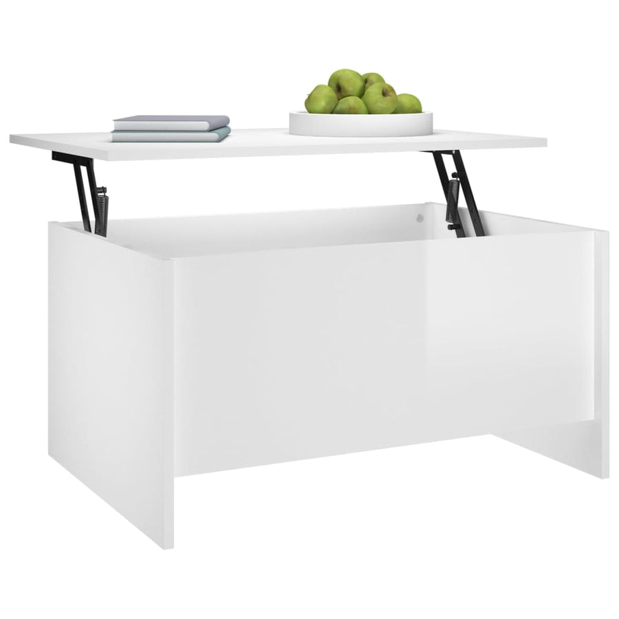 Salontafel 80x55,5x41,5 cm bewerkt hout hoogglans wit