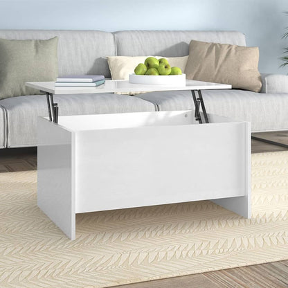 Salontafel 80x55,5x41,5 cm bewerkt hout hoogglans wit