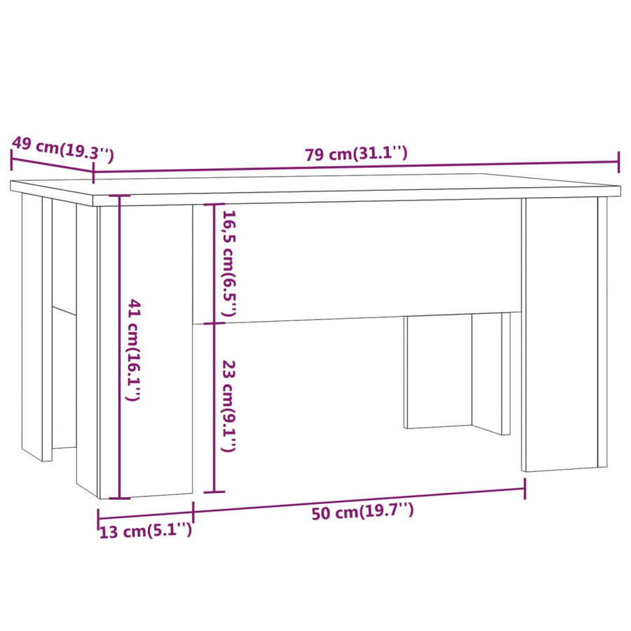 Salontafel 79X49X41 Cm Bewerkt Hout Kleurig 79 x 49 x 42.5 cm