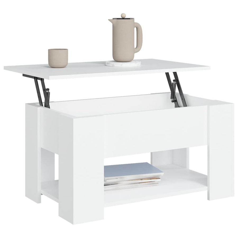 Salontafel 79X49X41 Cm Bewerkt Hout Wit