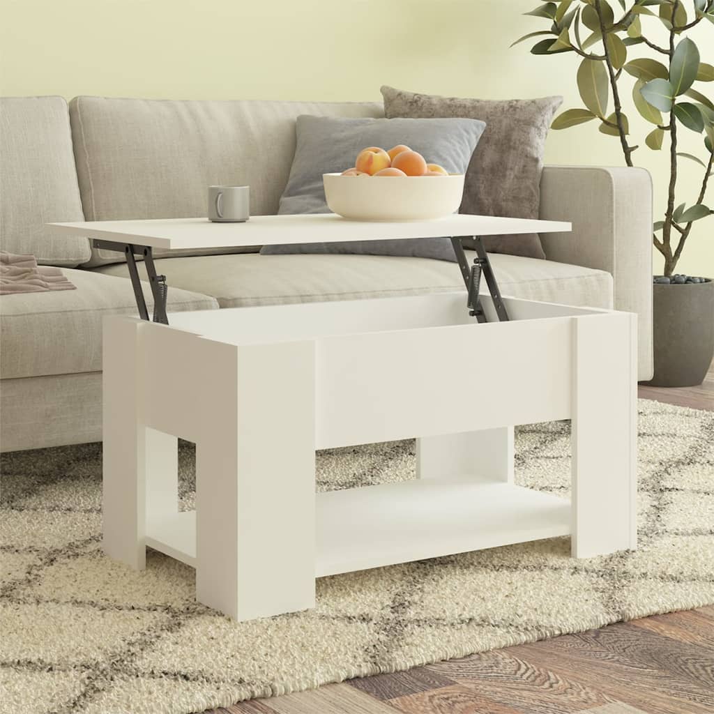 Salontafel 79X49X41 Cm Bewerkt Hout Wit