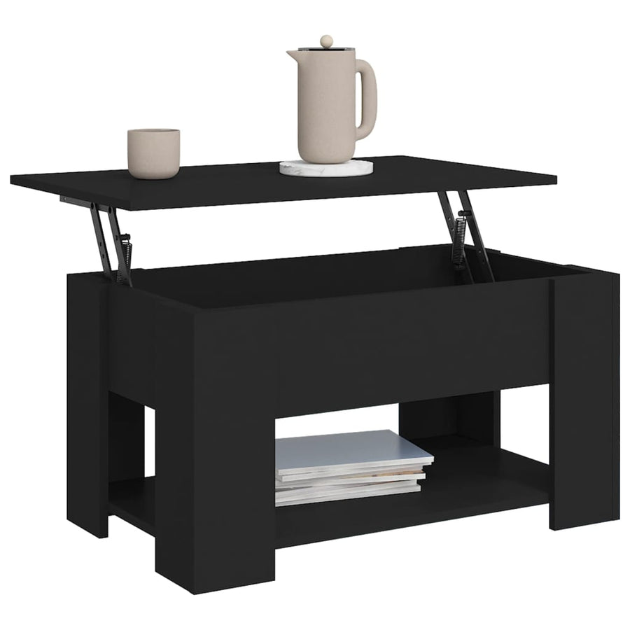 Salontafel 79X49X41 Cm Bewerkt Hout Zwart