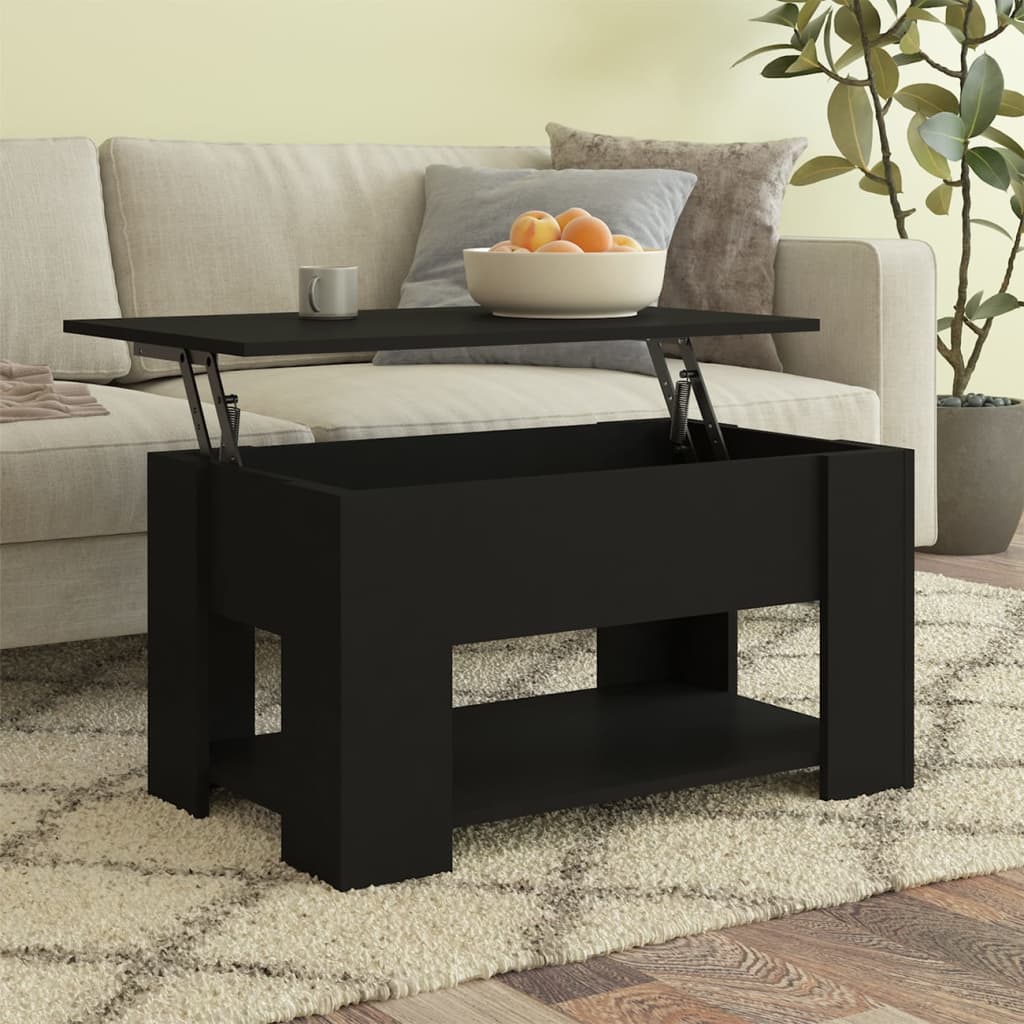 Salontafel 79X49X41 Cm Bewerkt Hout Zwart