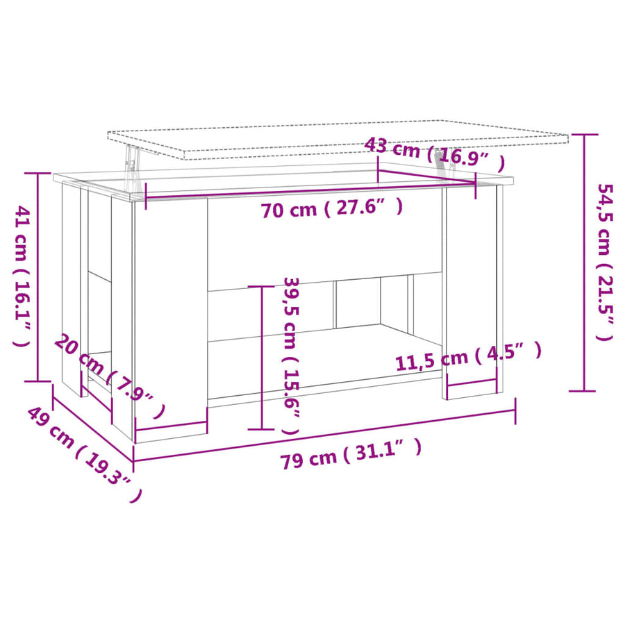 Salontafel 79X49X41 Cm Bewerkt Hout Sonoma Eikenkleurig
