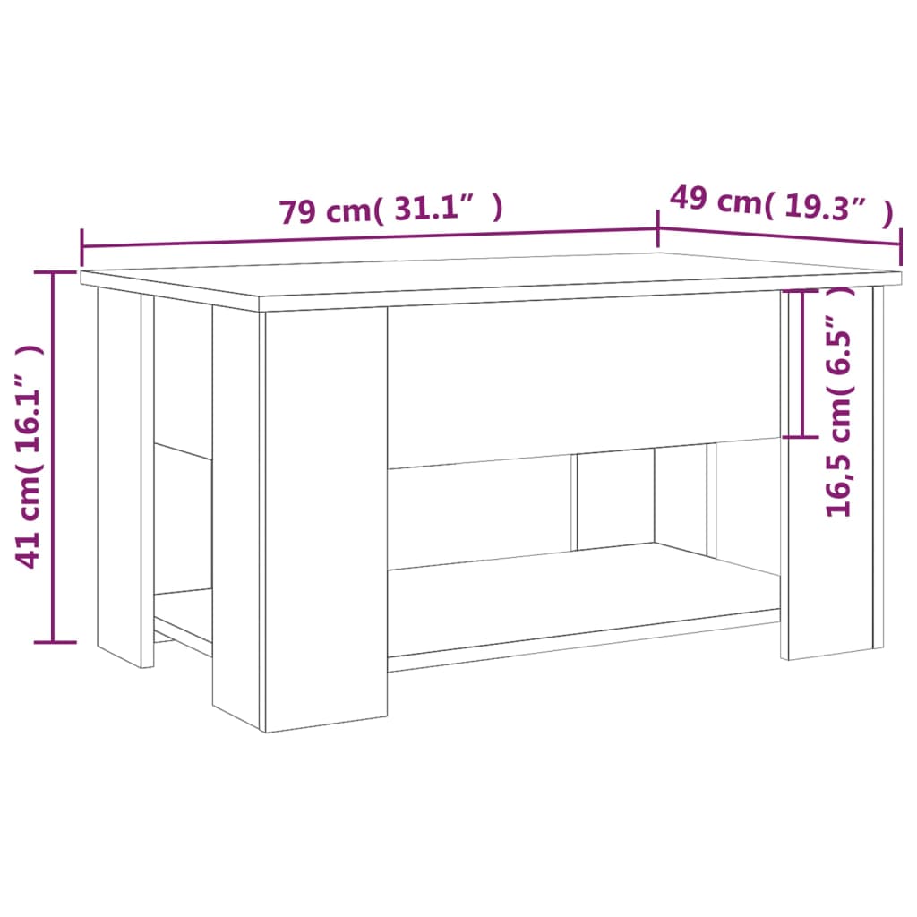 Salontafel 79X49X41 Cm Bewerkt Hout Betongrijs