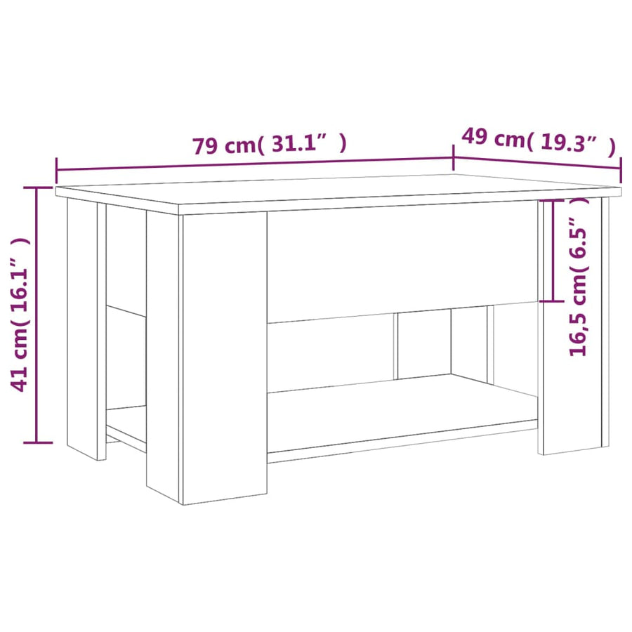 Salontafel 79X49X41 Cm Bewerkt Hout Betongrijs