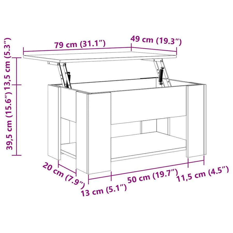 Salontafel Bewerkt Hout 79 x 49 x 41 cm