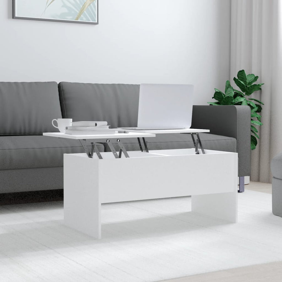 Salontafel 102X50,5X46,5 Cm Bewerkt Hout Wit
