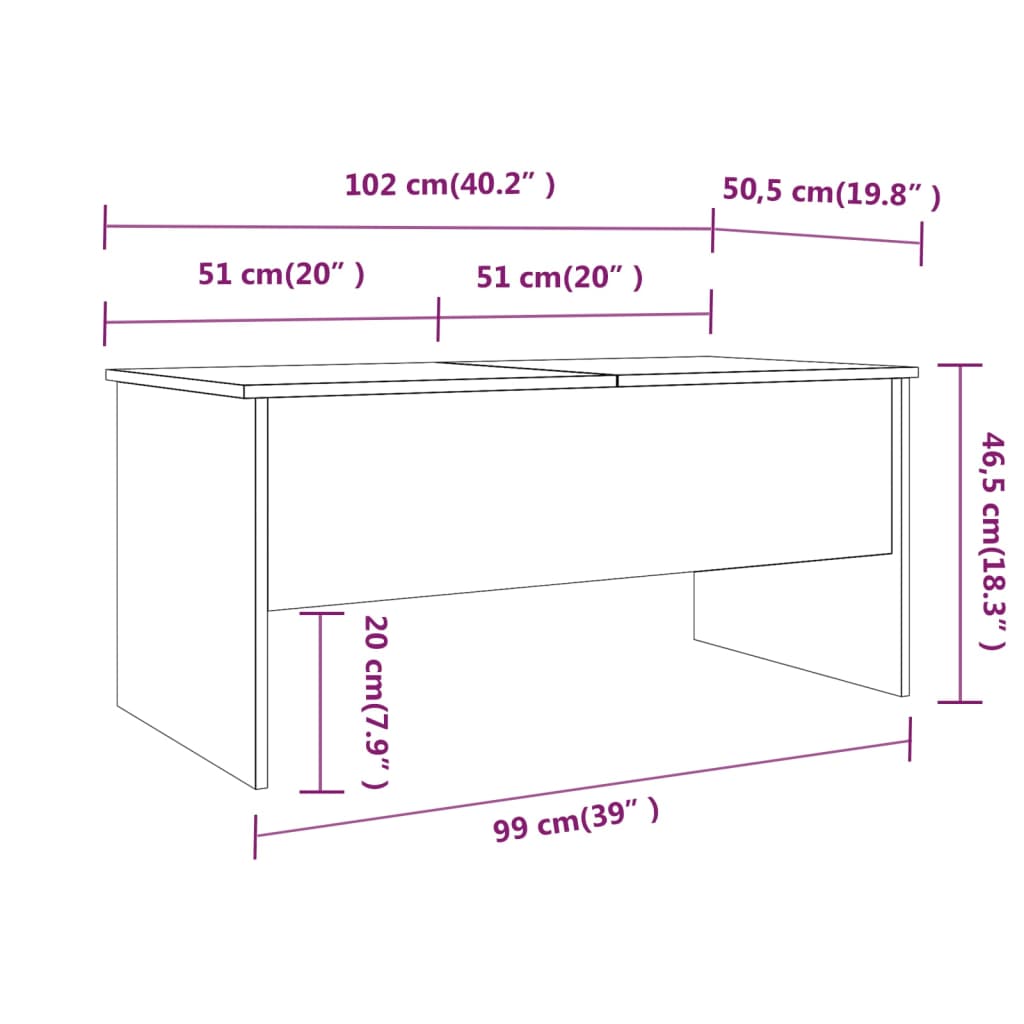 Salontafel 02X50,5X46,5 Cm Bewerkt Hout Zwart