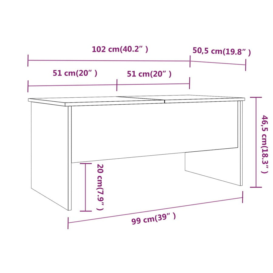 Salontafel 102X50,5X46,5 Cm Bewerkt Hout Betongrijs