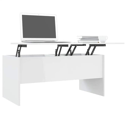Salontafel 102x50,5x46,5 cm bewerkt hout hoogglans wit