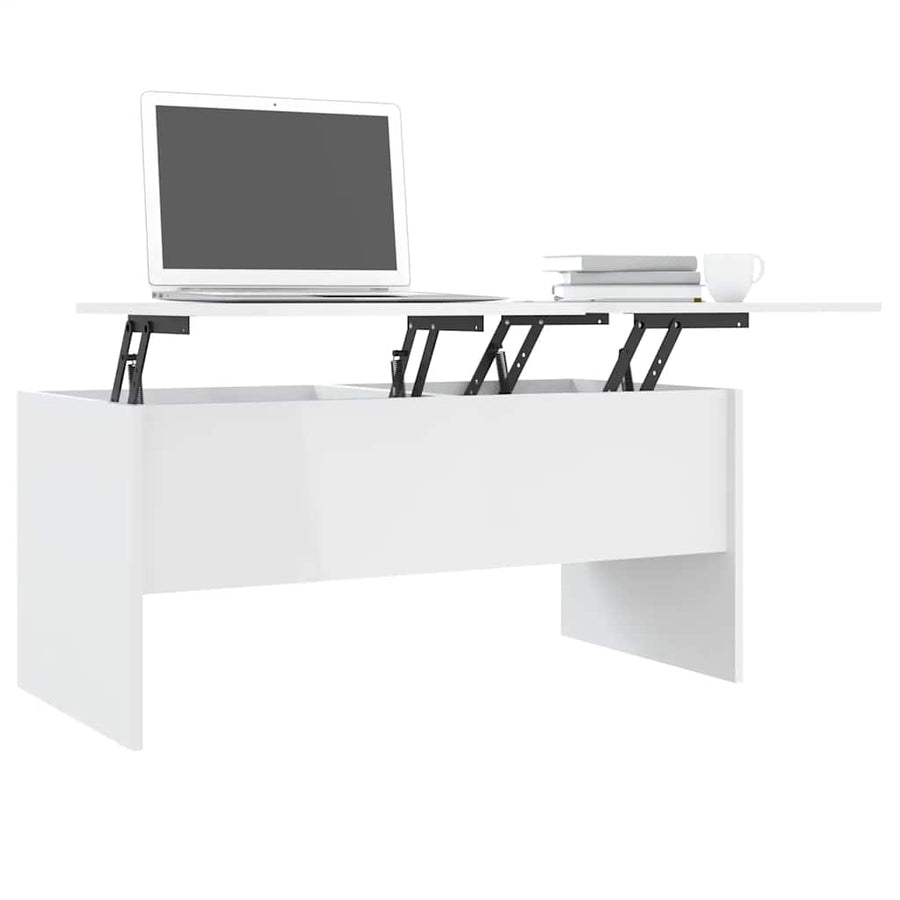 Salontafel 102x50,5x46,5 cm bewerkt hout hoogglans wit
