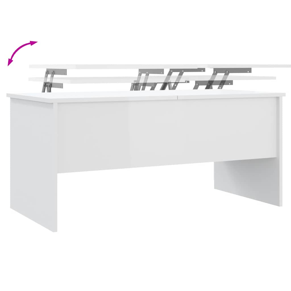 Salontafel 102x50,5x46,5 cm bewerkt hout hoogglans wit
