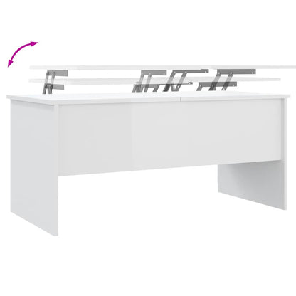 Salontafel 102x50,5x46,5 cm bewerkt hout hoogglans wit