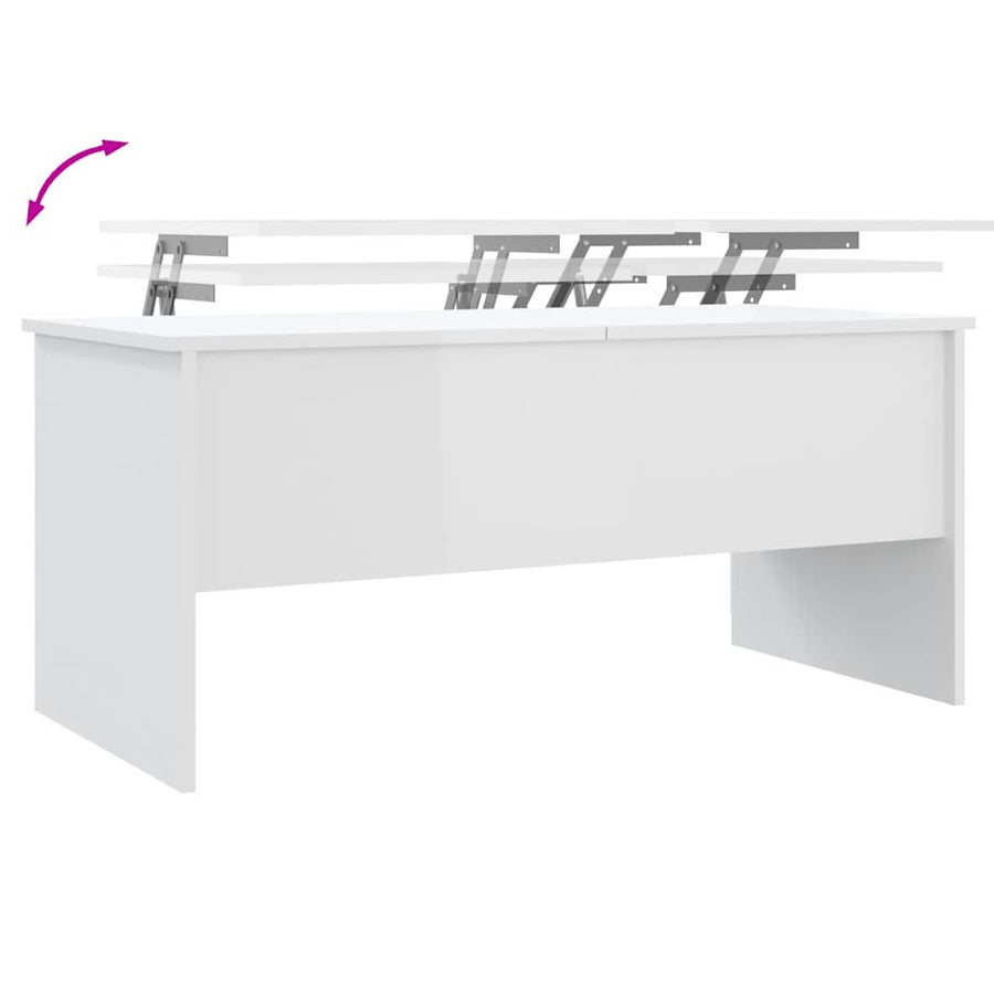 Salontafel 102x50,5x46,5 cm bewerkt hout hoogglans wit