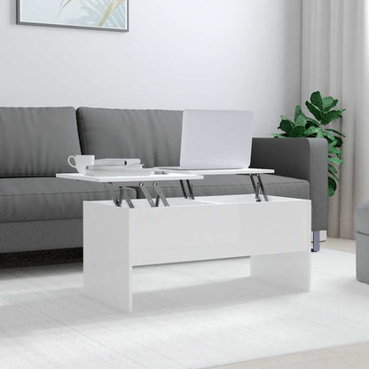 Salontafel 102x50,5x46,5 cm bewerkt hout hoogglans wit
