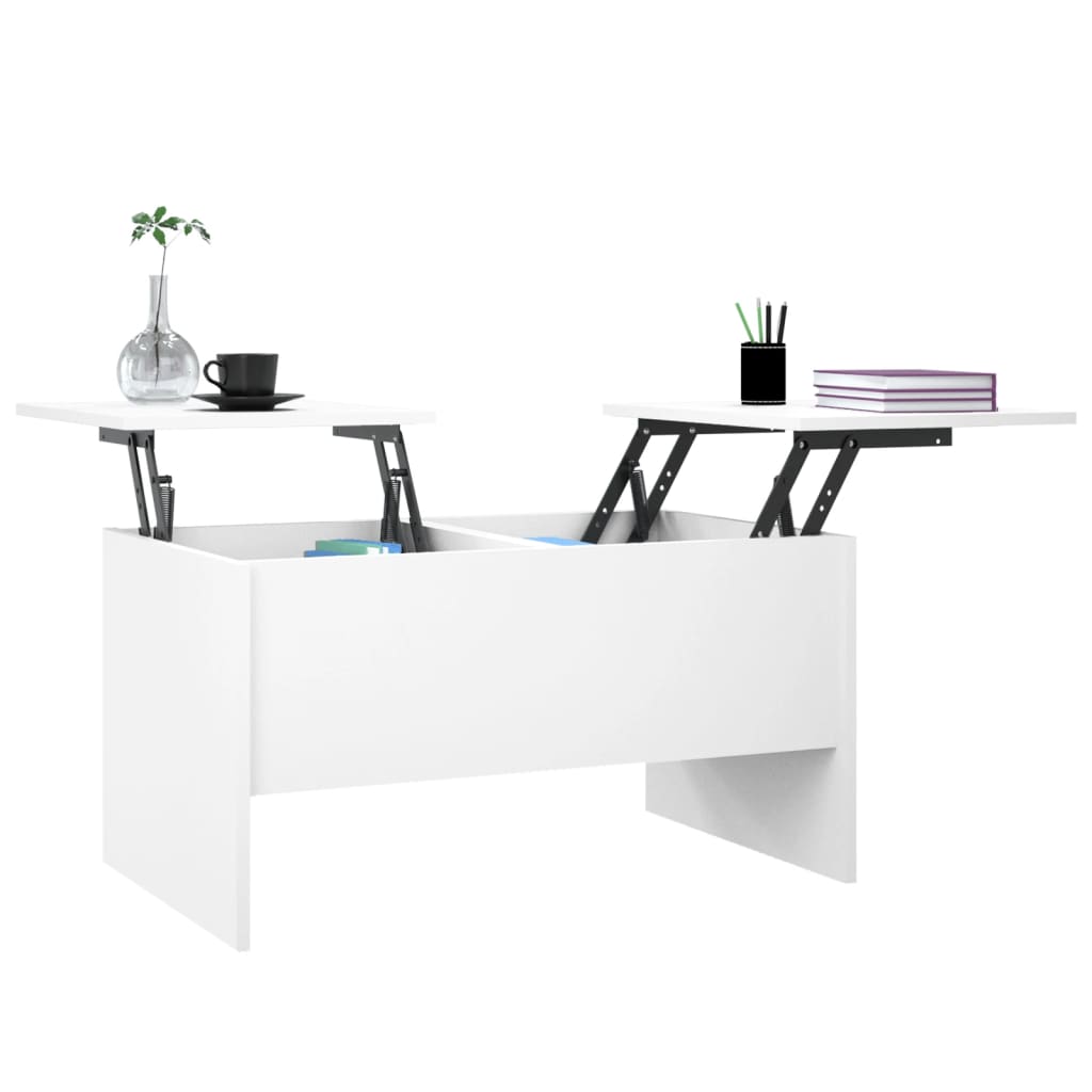 Salontafel 80X50X42,5 Cm Bewerkt Hout Wit
