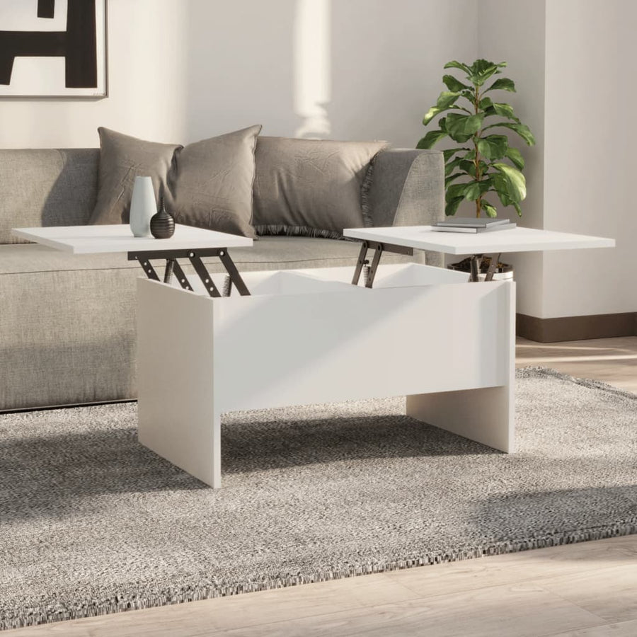 Salontafel 80X50X42,5 Cm Bewerkt Hout Wit