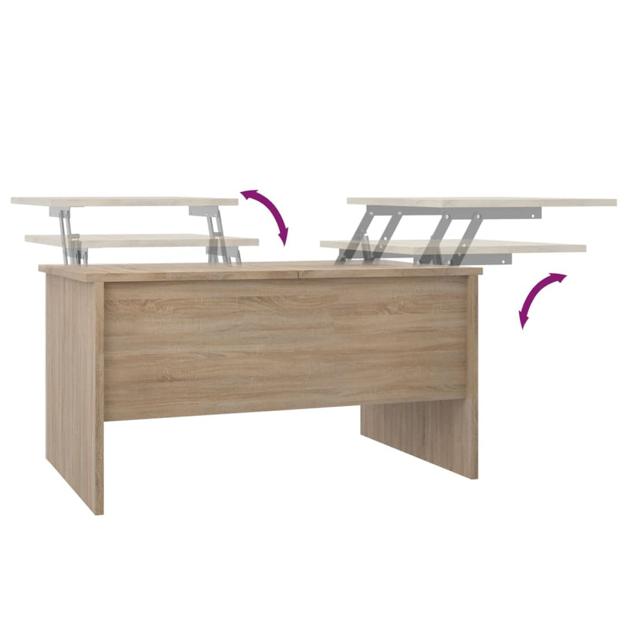 Salontafel 80X50X42,5 Cm Bewerkt Hout Sonoma Eikenkleurig
