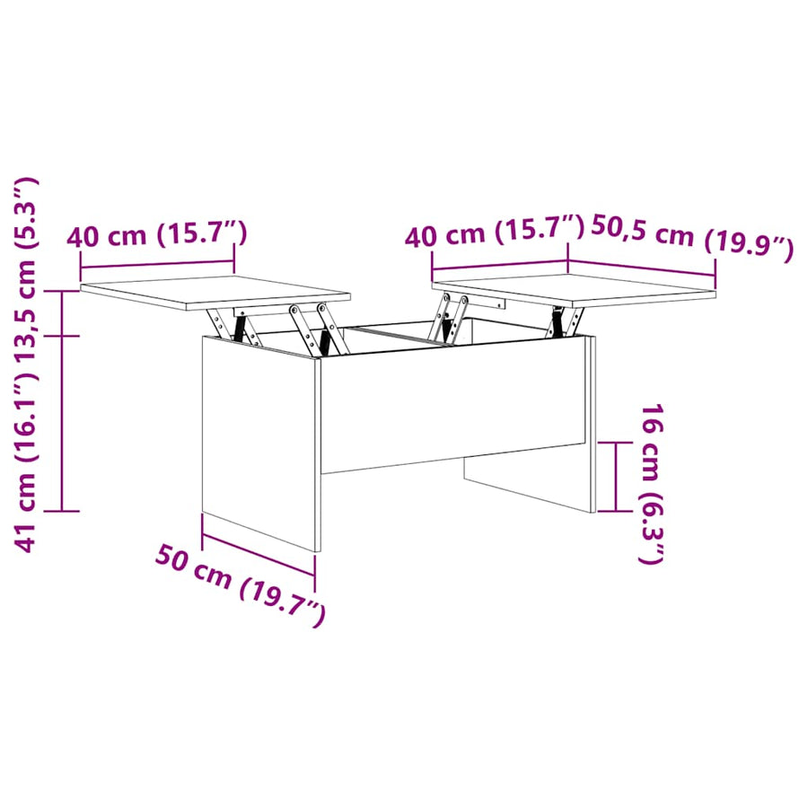 Salontafel 80X50X42,5 Cm Bewerkt Hout 80 x 50 x 42.5 cm