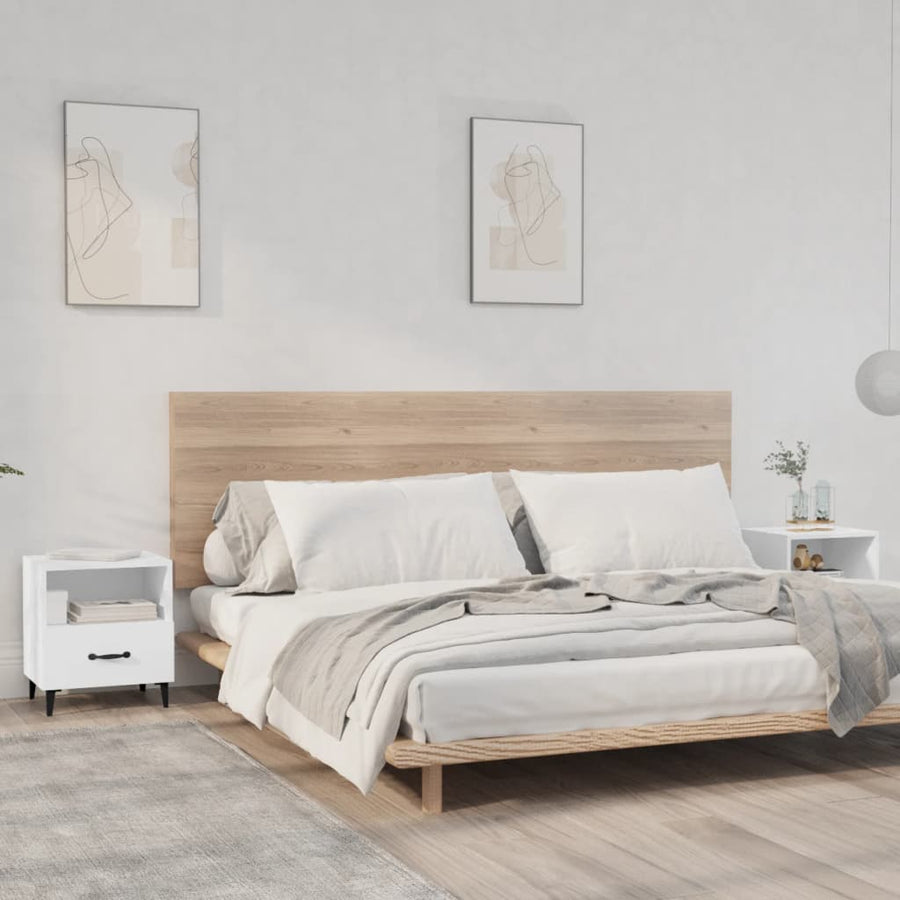 Nachtkastjes 2 St Bewerkt Hout Wit