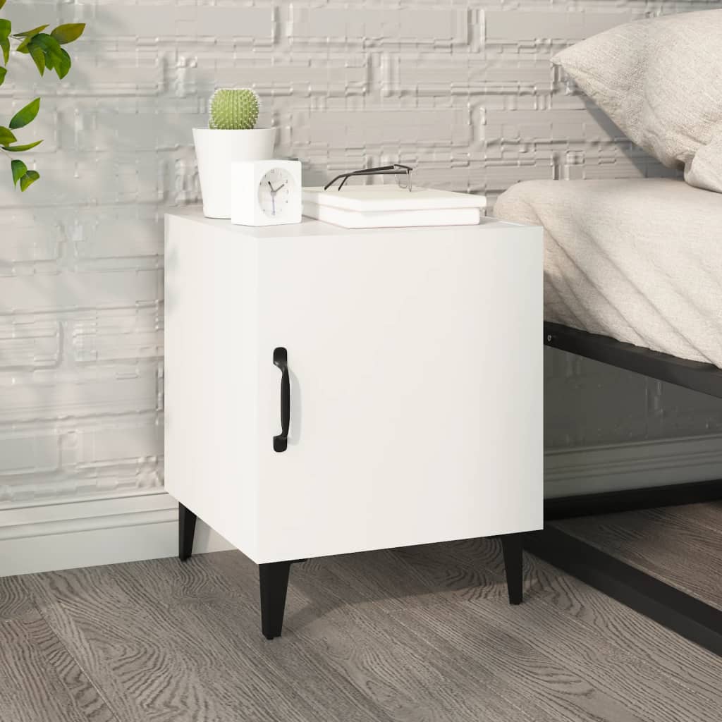 Nachtkastjes 2 St Bewerkt Hout Wit