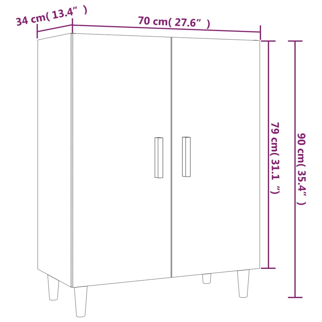 Dressoir 70X34X90 Cm Bewerkt Hout Kleurig Sonoma eiken