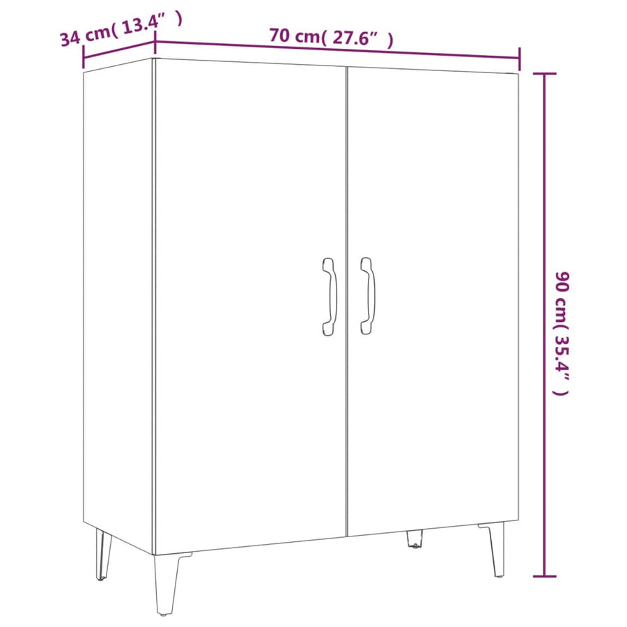 Dressoir 70X34X90 Cm Bewerkt Hout Betongrijs