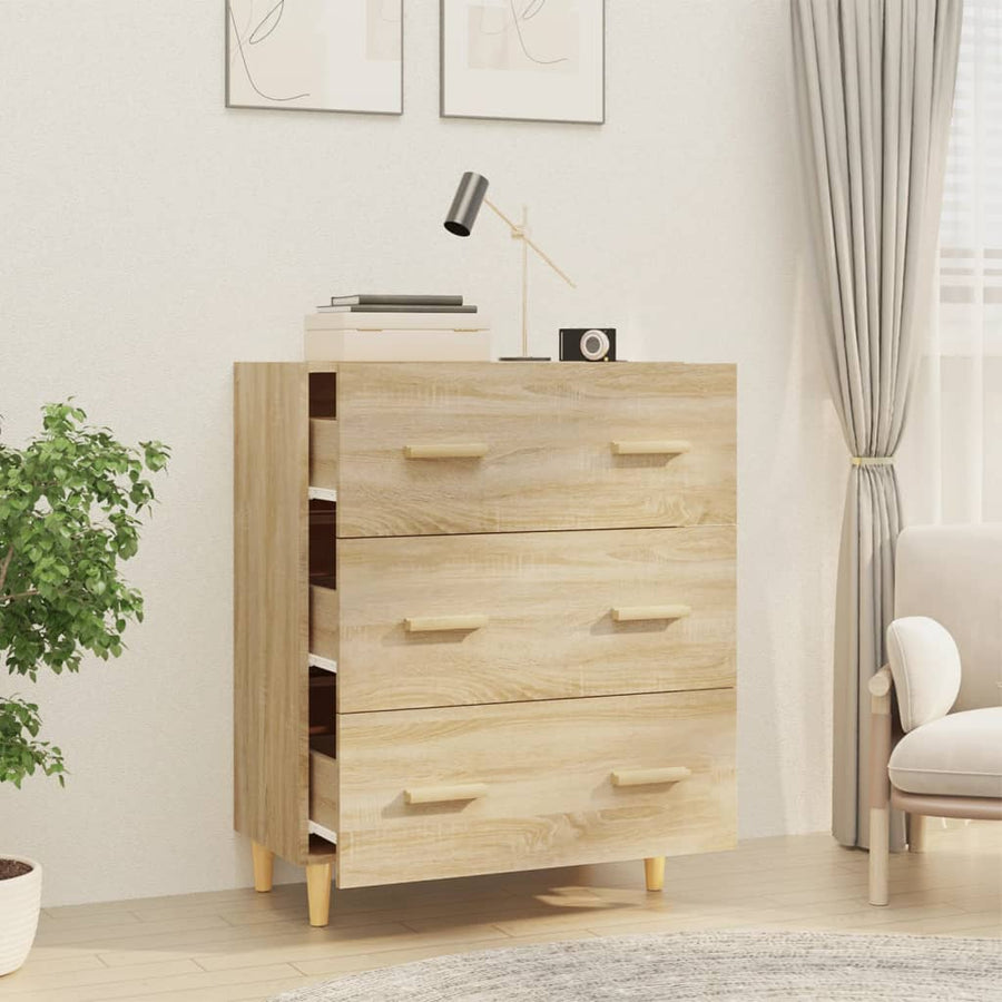 Dressoir 70X34X90 Cm Bewerkt Hout Sonoma Eikenkleurig